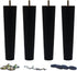 WEICHUAN Black Round Solid Wood Sofa Couch Chair Ottoman Loveseat Table Legs, 10" Set of 4