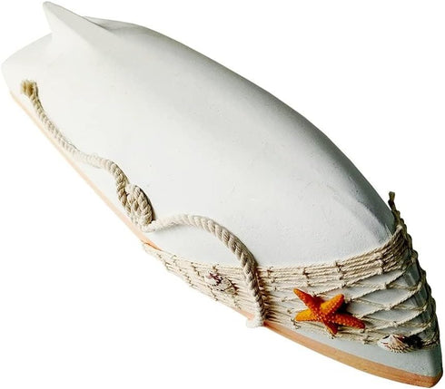 17 Inch White Wooden Boat Tray Decor Decorative Nautical Boat Ornament Decor Wood Boat Tray Decorations Beach Theme