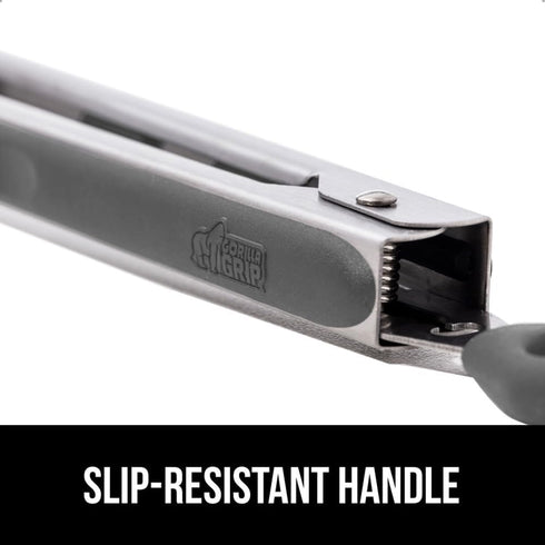 GORILLA GRIP Stainless Steel Heat Resistant Kitchen Tongs - 9 + 12 Inch Set of 2 BBQ Tong with Non Scratch Silicone Tip
