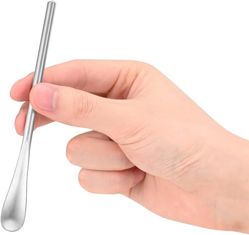 Set of 4 Silver Stainless Steel Coffee Stirrers, 5 Inch Cocktail Beverage Iced Tea Mixing Spoon