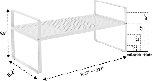 2Pack 16.5-27L Countertop Expandable Cabinet Shelf Organizer, Stackable Metal Shelves, Kitchen Organizers and Storage