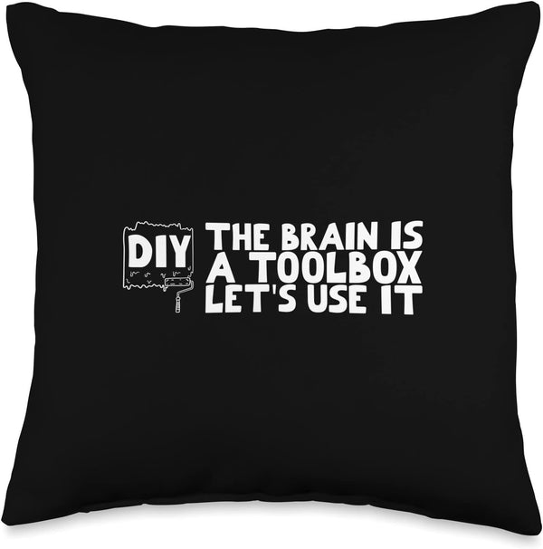DIY Multicolor Throw Pillow, The Brain is a Toolbox Let's Use It, 16x16