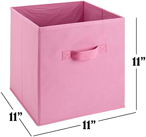 Handy Laundry Foldable Cube Storage Bins, 6 Pack Decorative Fabric Organizers for Shelf, Closet, or Underbed (Pink)