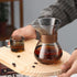 Pour Over Coffee Maker with Double Layer Stainless Steel Filter, 13.5oz/400ml Borosilicate Glass Carafe, Wooden Collar