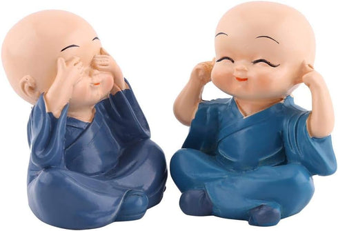 Hztyyier 4Pcs Monks Figurine, Cute Kongfu Monks Car Interior Display Decoration, Dashboard Ornament Home Decor
