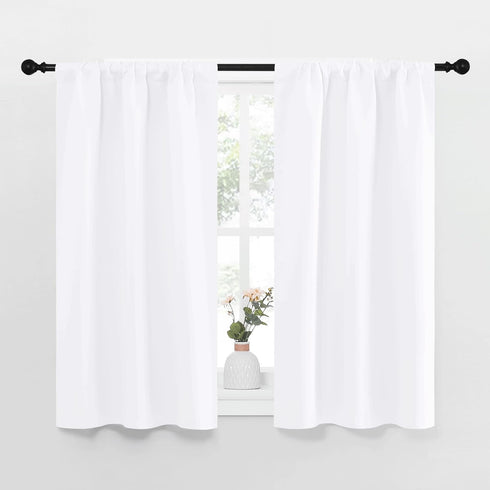 NICETOWN White Curtains for Kitchen Window, Light Filtering Curtains & Drapes for Small Window (34 in x 45 in, 1 Pair)