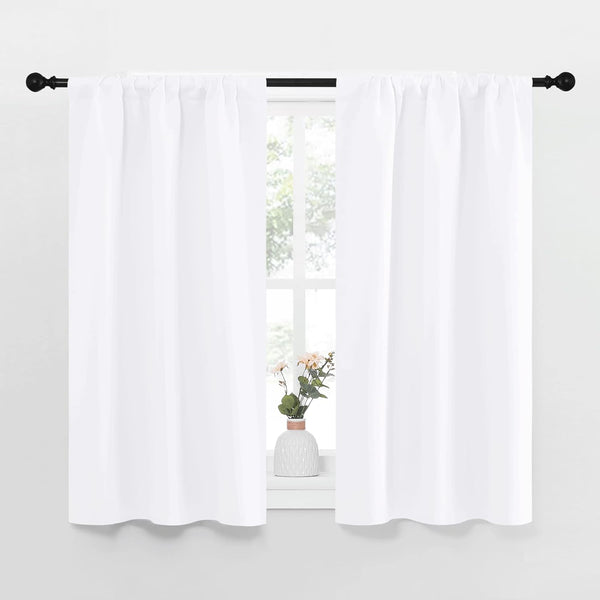 NICETOWN White Curtains for Kitchen Window, Light Filtering Curtains & Drapes for Small Window (34 in x 45 in, 1 Pair)