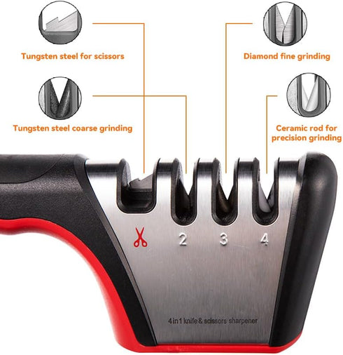 Brigii 4-in-1 Knife Sharpener, Kitchen Knife Accessories for Ceramic Knives, Steel Knives and Scissors, Aiding in Repair, Restoration, and Polishing of Blades by Brigii