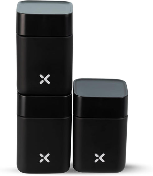 3-Pack CubeX Miron UV Glass Jars, Airtight Storage for Herbs, Tea, Coffee, Spices & Cosmetics, Stackable with Labels