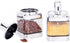 Glass Condiment Spice Jars, 2PC Container with Lids and Spoons, Best Spice Jar Set for Home Kitchen