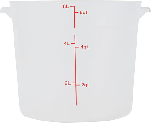 Met Lux 6 Quart Food Storage Container, Translucent Dishwashable Container with Red Volume Markers, Lids Sold Separately