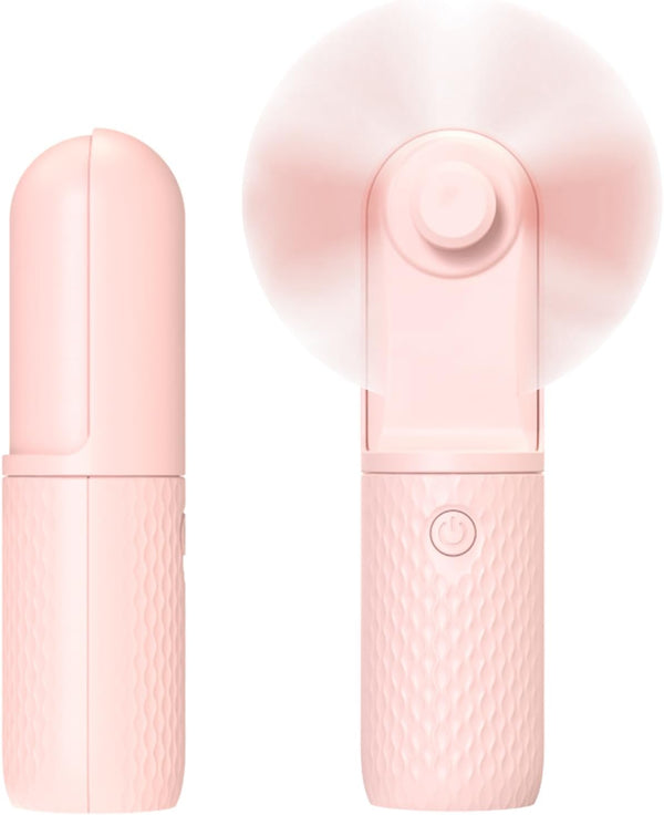 Mini Handheld Fan, Powerful USB Rechargeable Fan, Battery Operated Makeup Fan for Travel, Beach, 10-15.5H Working, Pink
