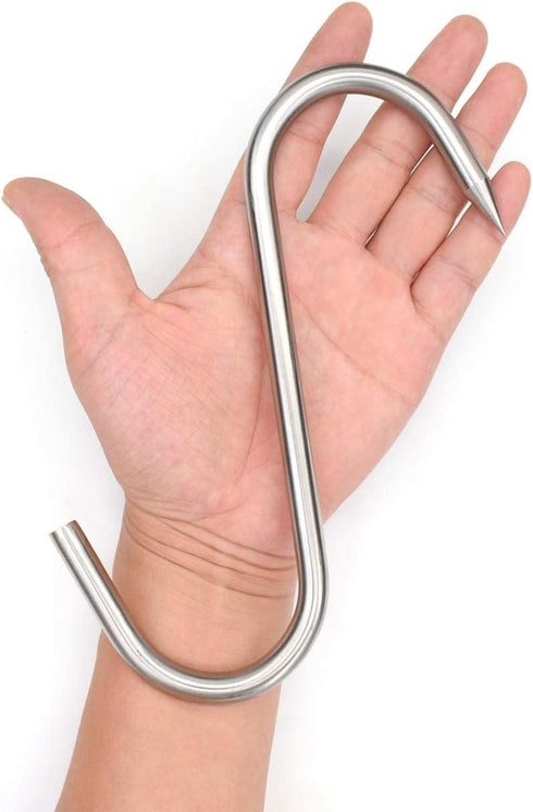 Meat Hook, 8 Inch Heavy Duty S-Hooks, Stainless Steel Butcher Hooks for Meat Processing