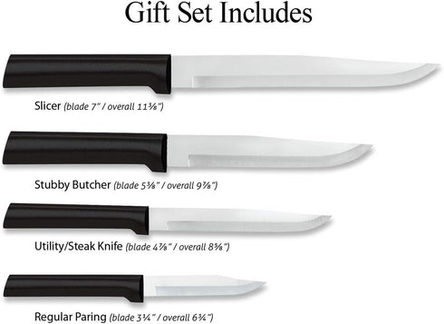 Rada Cutlery 3-Piece Cooking Essentials Knife Gift Set, Black Handles