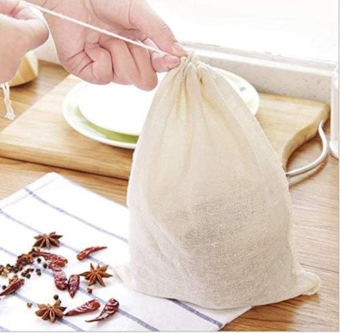 HLLMX 20 PCS Reusable Tea Bag Spice Bags, Unbleached Muslin Bags for Herbs, Tea, Coffee, Cooking