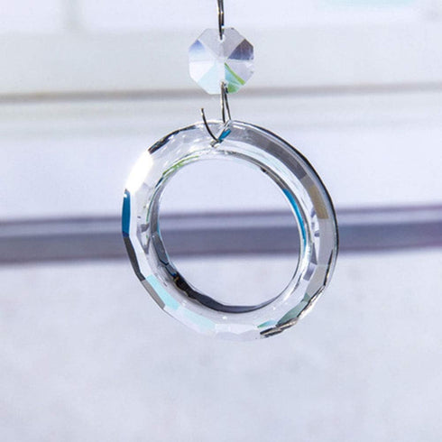 PZRT 6PCS Crystal Chandelier Rings Handing Ring Chandelier Glass Crystals Lamp Prisms Parts Drops Pendant