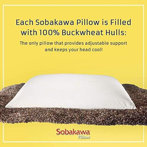 Sobakawa Traditional Buckwheat Standard Size Pillow Organic Cotton with Natural Technology for Cool Sleep, Neck Support