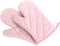 Oven Mitts, Premium Heat Resistant Kitchen Gloves, Cotton & Polyester Quilted Oversized Mittens, 1 Pair Pink