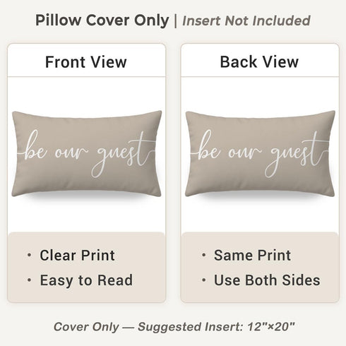 12x20 Inch, PANDICORN Decorative Throw Pillow Cover Soft Lumbar Cushion Case Pillowcase with Be Our Guest Quote, Indoor