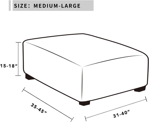 40x40x15 inch Easy-Going Stretch Square Ottoman Cover Folding Storage Stool Furniture Protector Soft Rectangle