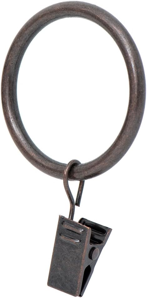 Ivilon Drapery Curtain Clip Rings, Set of 14, Clips Ring for Curtain Panels 1.7", Oil Rubbed Bronze (ORB)