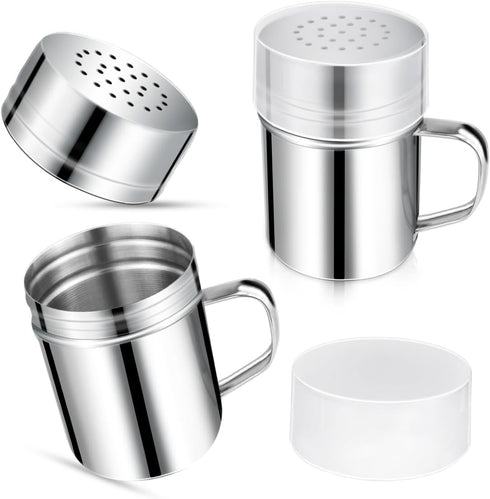 Stainless Steel Dredge Shaker, 6 Oz Spice Shakers with Handle, Fine Powder Shakers for Baking Seasoning
