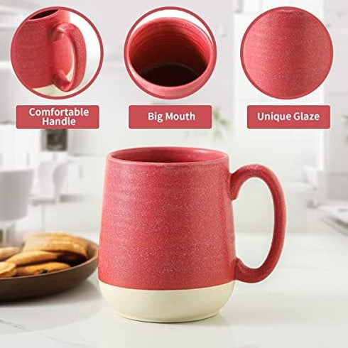 15 Set 4 Set Hasense Ounce Porcelain Coffee Mugs of with Large Handle Perfect for Coffee, Tea, Milk, Chocolate