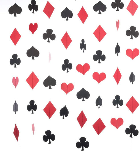 MOWO Casino Paper Garland Hanging Decoration, Las Vegas Theme, 3'' Diameter, 10-feet (Black, Red, 2pc)