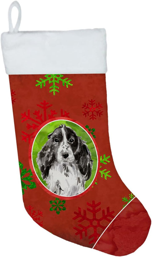 Caroline's Treasures CK3985CS Christmas Snowflakes Black Parti Cocker Spaniel Stocking, Holiday Decor