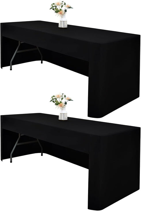 Wolkemer 2 Pack Open Back Fitted Tablecloth 4ft Rectangle (48x24 Inch), 3-Sided