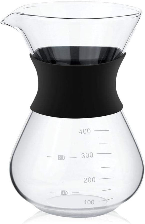 Yosoo Elegant Hand Pour Over Coffee Maker Set, Reusable Manual Drip Filter, Glass Carafe & Stainless Steel Filter