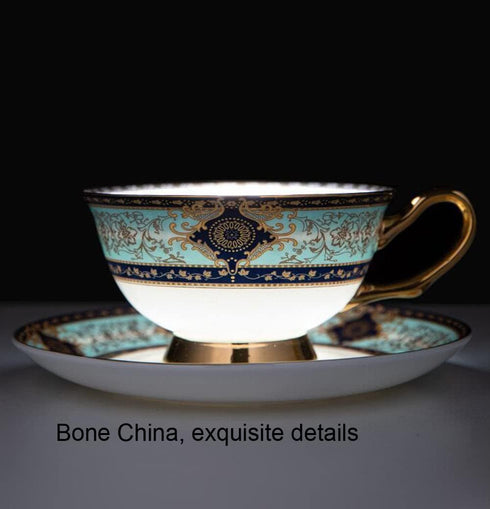 YBK Tech Euro Style Bone China Cup & Saucer Set, Ceramic Tea Coffee Cup for Home Kitchen