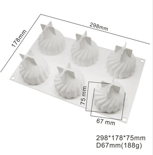Spiral Castle Shape Silicone Molds Cake Decorating Tools Bakeware French Dessert Mousse Cake Mold Baking Cupcake Silicone Mousse Mold - 6 Cavities (Spiral Castle) by FRISGO