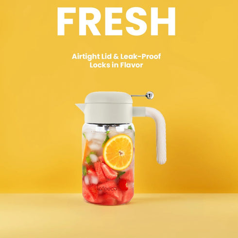 2000 ml 68 oz LAFEECA Iced Tea Maker and Infuser - Large Jug with Airtight Lid for Cold Brew - Stainless Dual Ultra