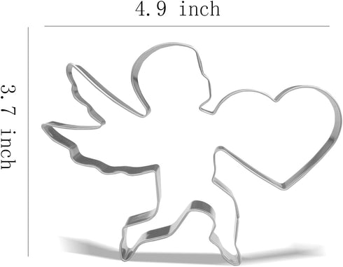 Keewah Valentine Cupid with Heart Cookie Cutter - 4.9 x 3.7 inch Stainless Steel