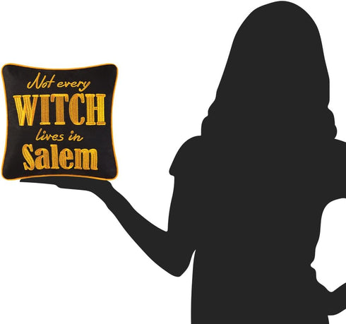 C&F Home "Not Every Witch Lives in Salem" Script Small Halloween Accent Pillow, 10" x 10"