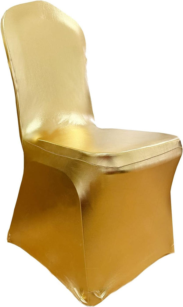 Stretch Chair Cover - Chair Slipcover Decoration for Wedding Banquet Party (Shiny Gold)