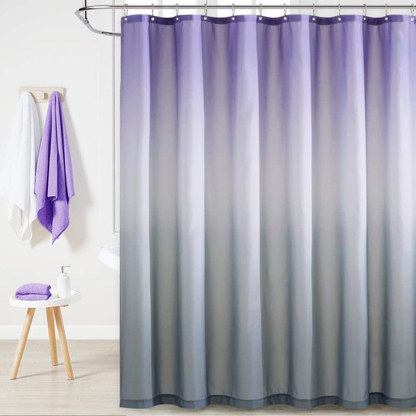 KGORGE Bath Shower Curtain, Waterproof Farmhouse Shower Curtains, 72 Wide x 72 Long, Purple and Grey