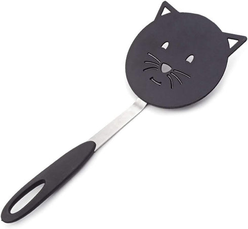 Nylon Turner Cute Cat Shape Small Heat Resistant Wok Spatula - Non Stick Cookware with Stainless Steel Bracket for