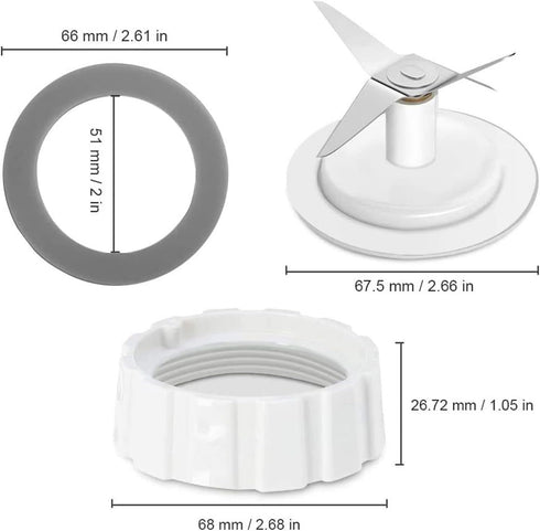 Blade Replacement Parts for Hamilton Beach Blender - Includes Jar Base Cap and 2 O-Ring Seal Gaskets