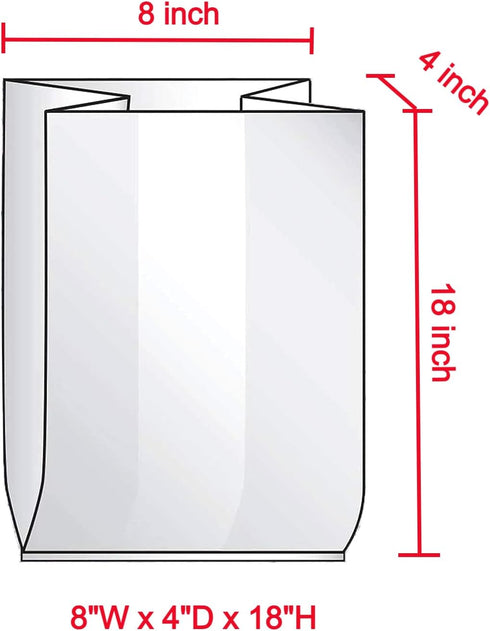 Generic 100ct (8"x4"x18") Packing Gusseted 100ct 8x4x18) ROYALNA Large Bread Loaf Bags with Ties, Reusable, Thick Clear