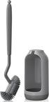 HAMITOR Toilet Bowl Brush Holder Set, Deep Cleaning Silicone Scrubber for Bathroom - Gray