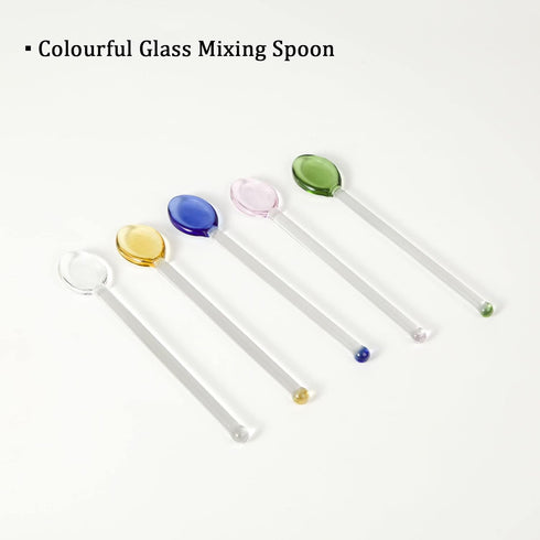 Generic 5Pcs Glass Stirring Spoons, Heat Resistant Mixing Rod for Coffee, Tea, Yogurt, Ice Cream