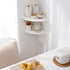 7in) Corner Shelf, White Solid Oak Wood Floating Corner Shelves Wall Mount Round End Floating Speaker Rack Display