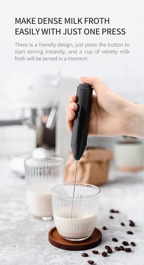 Milk Frother Wand with Stand, Handheld Battery Operated Electric Whisk, Coffee Frother, Drink Mixer Handheld Frother
