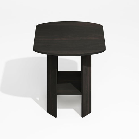 Furinno Modern Side Table, Square Round Corner End Table with Storage Shelf, Night Stand, Bedside Table, for Living