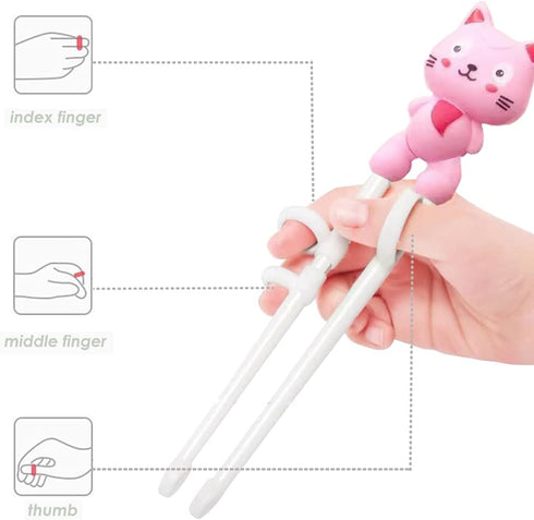 2 Pairs Kids Chopsticks, Cute Animal Cartoon Design, Plastic Training Chopsticks for Kids, Chopstick Helper/Trainer by