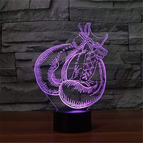 YTDZLTD 3D 16 Boxing Gloves Night Light Colors Changing USB Powered Remote Control Touch Switch Decor Lamp Optical