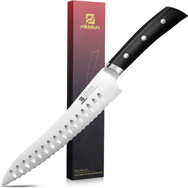 Piklohas Resharpenable Bread Knife for Homemade Bread, 8 Inch Serrated Sourdough Knife