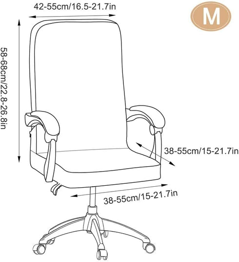Water Resistant Office Chair Covers, Stretch Slipcover with Durable Zipper - Universal Fit for High Back Boss Chair (M,